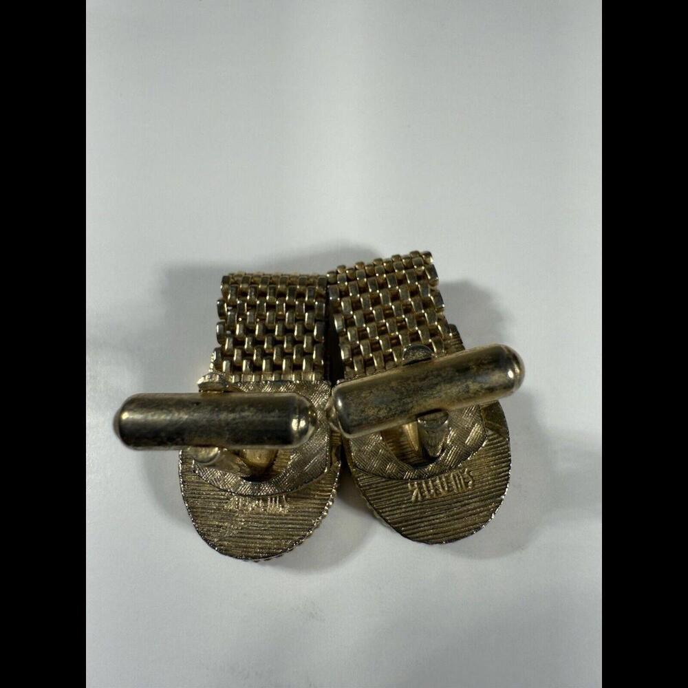 Blue‎ Rhinestone Wraparound Mesh Watchband Vintage SWANK Cuff Links - Picture 6 of 7